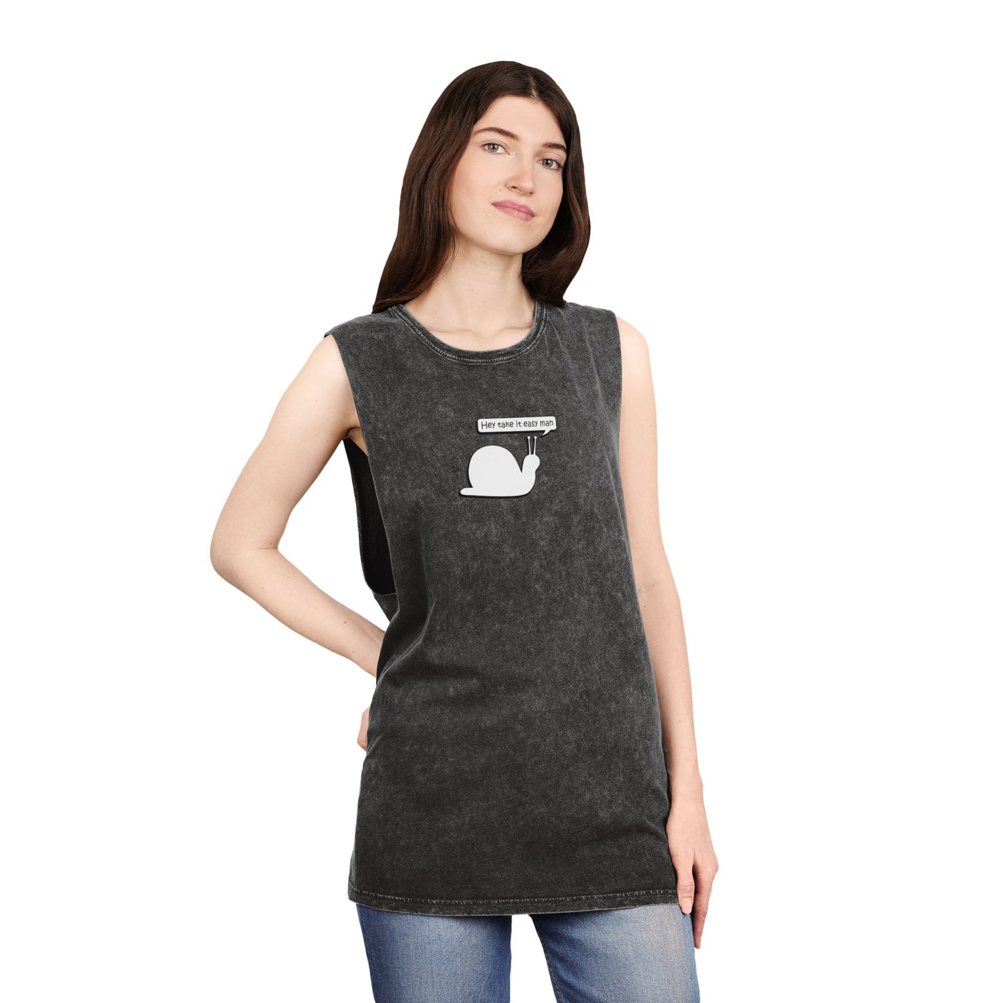 Hey Take It Easy Man - Snail - Stonewash Tank - Adult/Unisex