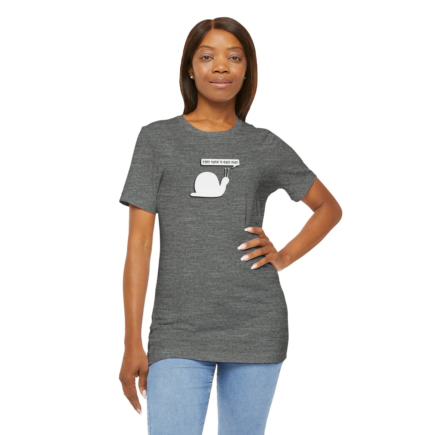 Hey Take It Easy Man - Snail -  Soft Cotton Tee - Adult/Unisex