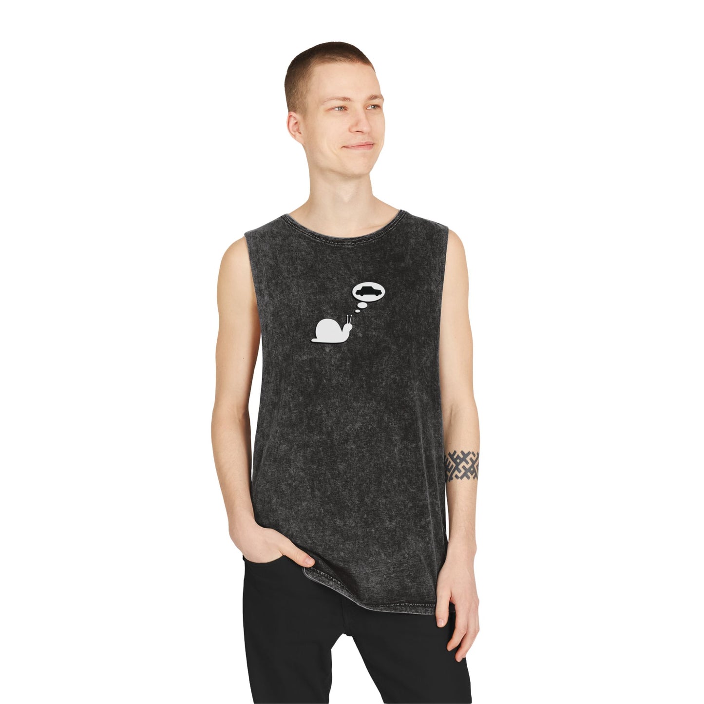 Snail Yearns to Go Fast - Stonewash Tank - Adult/Unisex