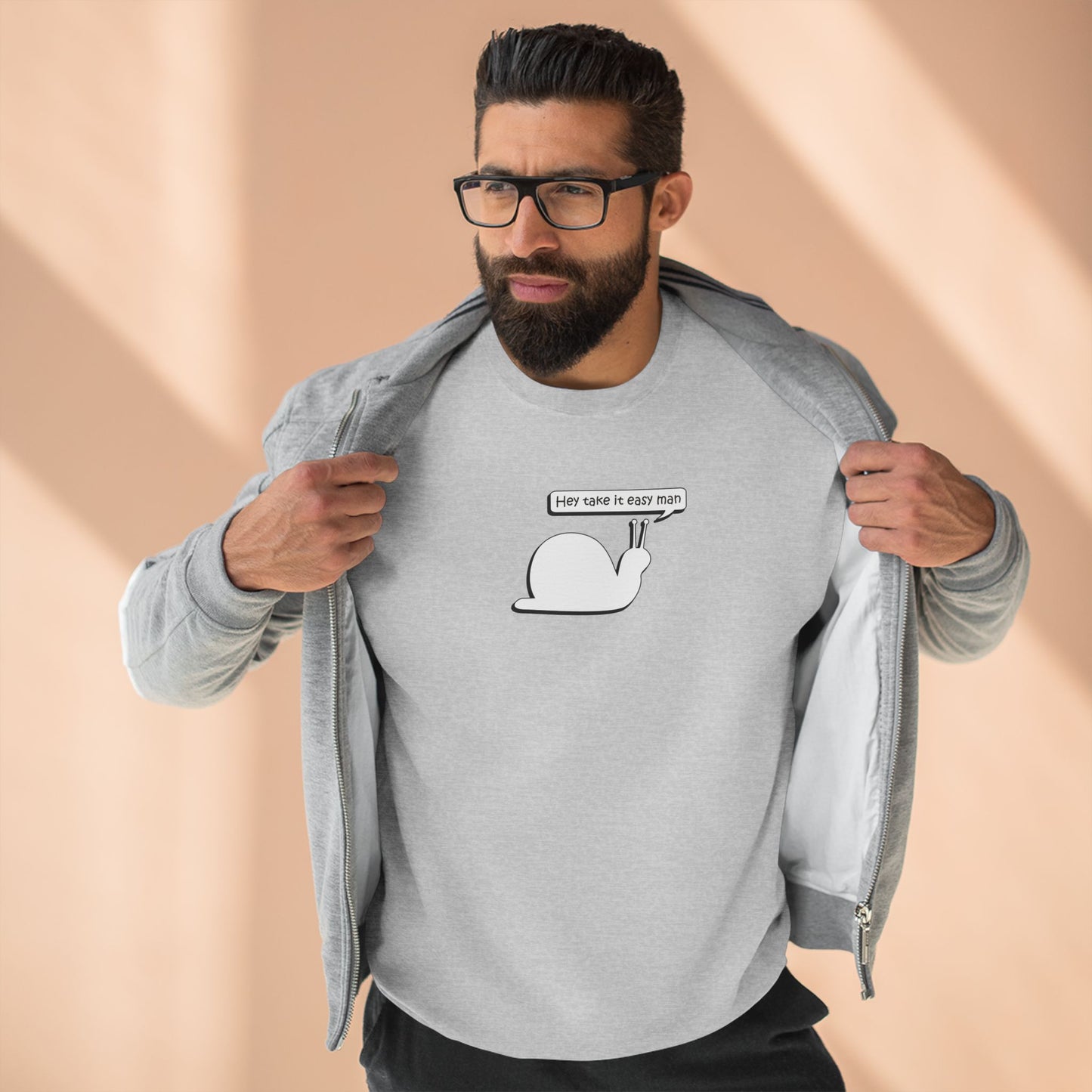 Hey Take It Easy Man - Snail - Cozy Crewneck Sweater - Adult/Unisex